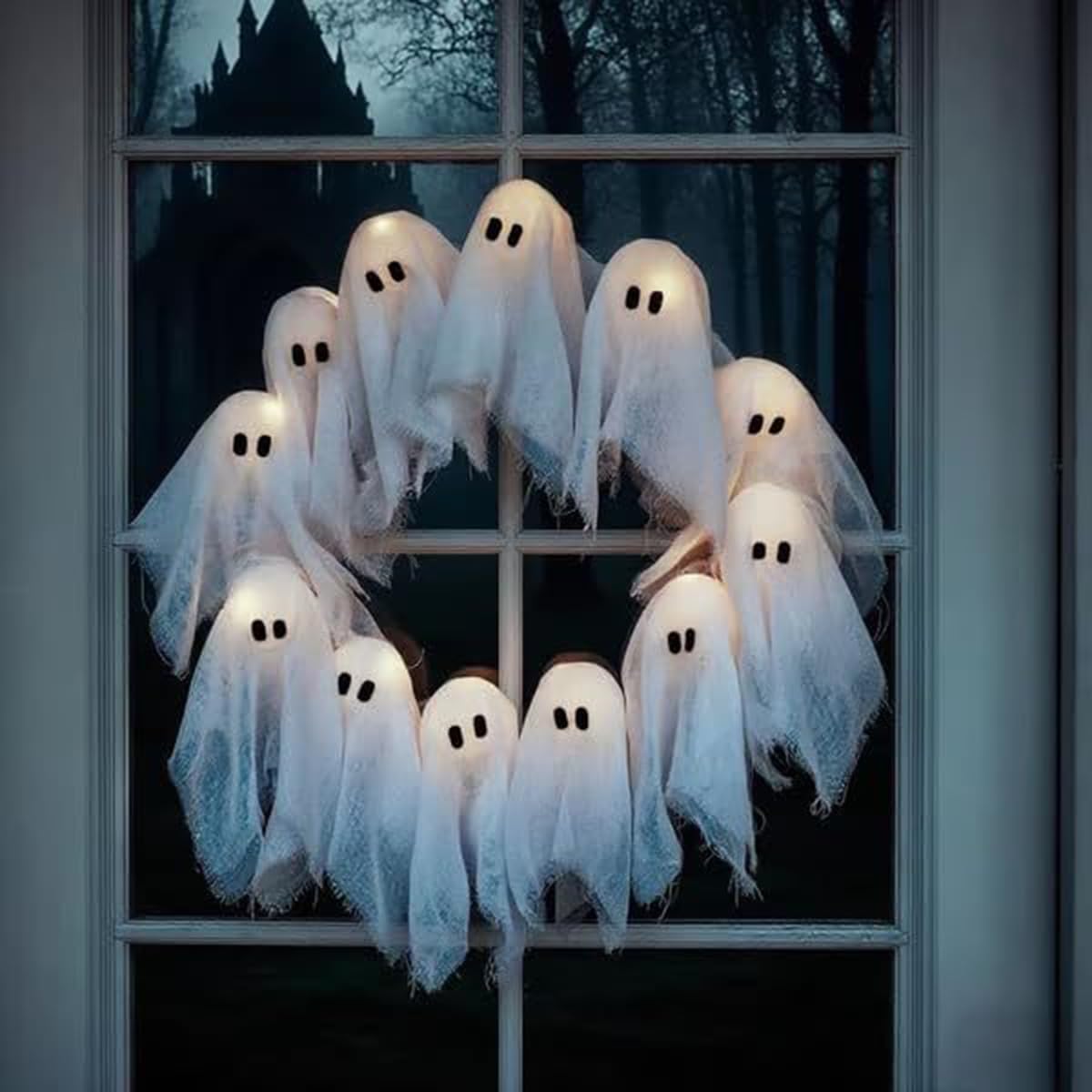 Lit Ghost Wreath