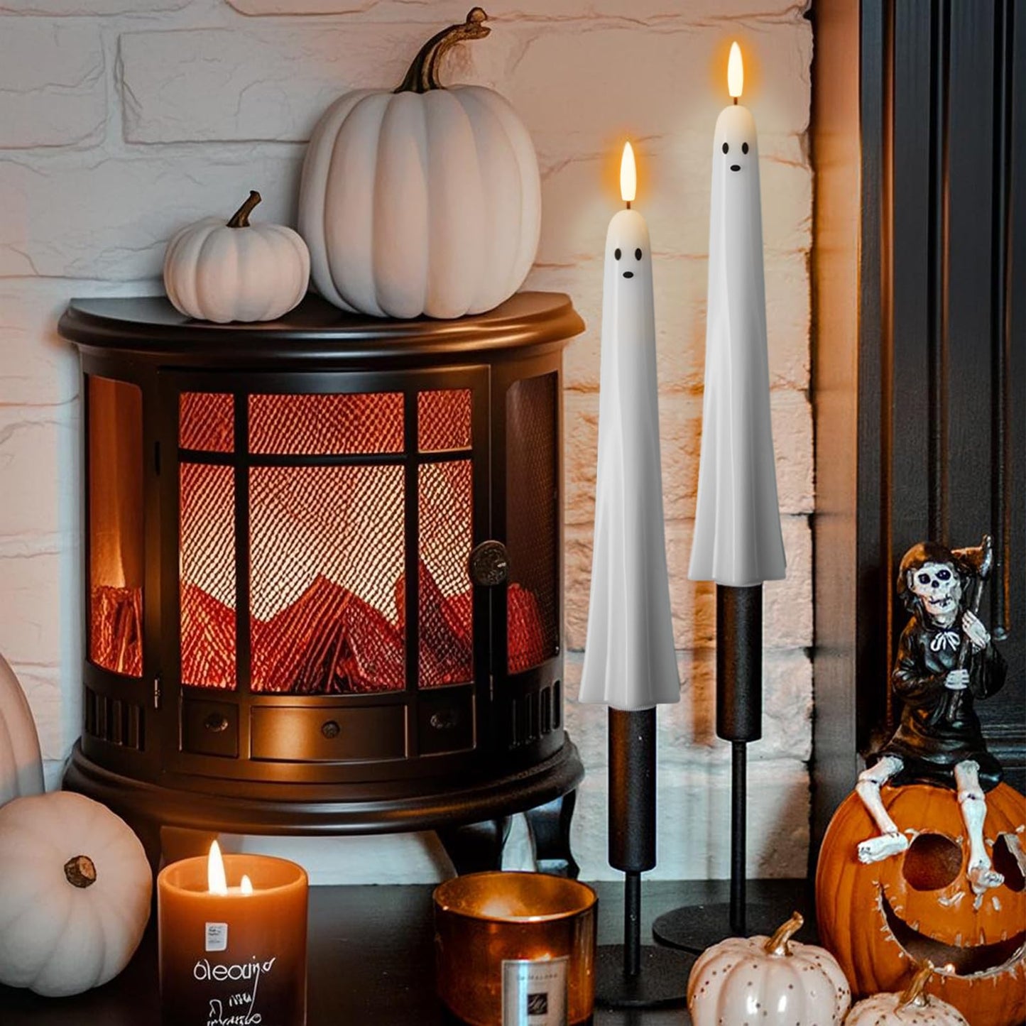 Flickering Ghost Taper Candles
