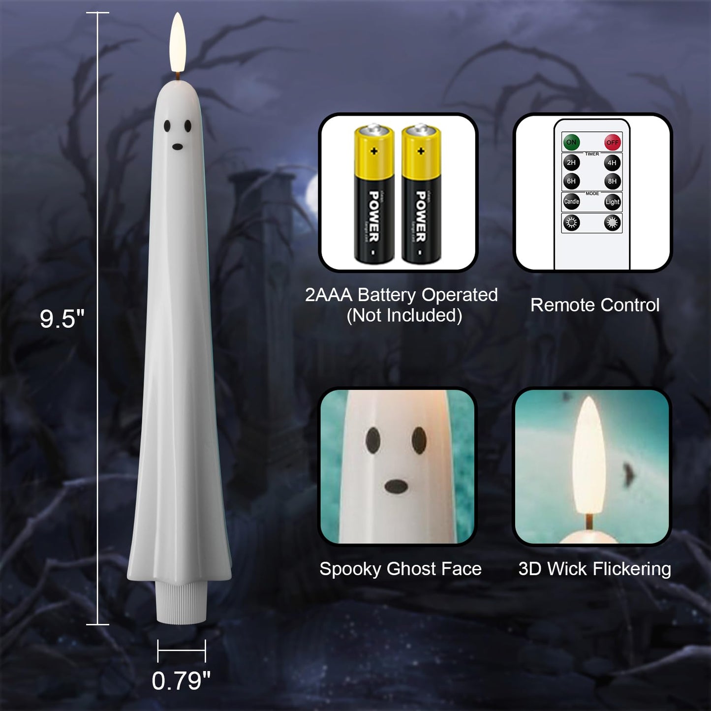 Flickering Ghost Taper Candles