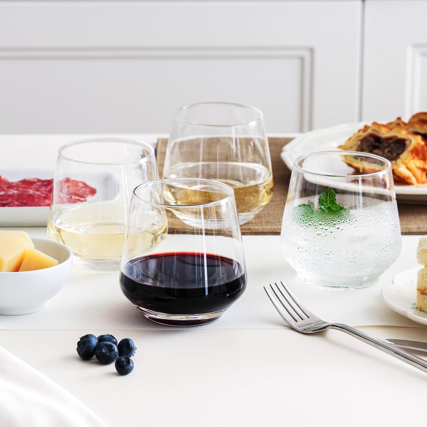 Stemless Wine Glasses Set of 4