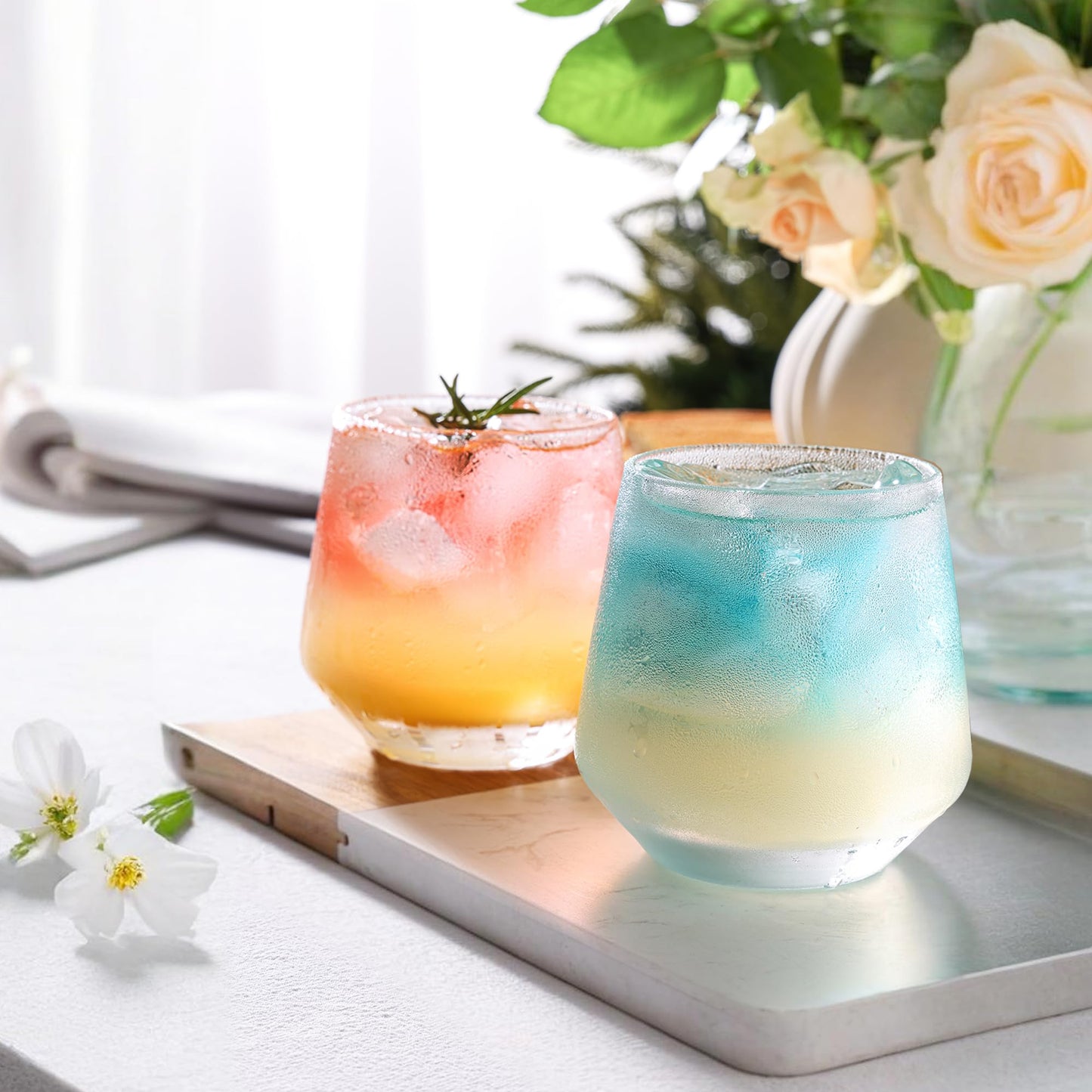 Stemless Wine Glasses Set of 4
