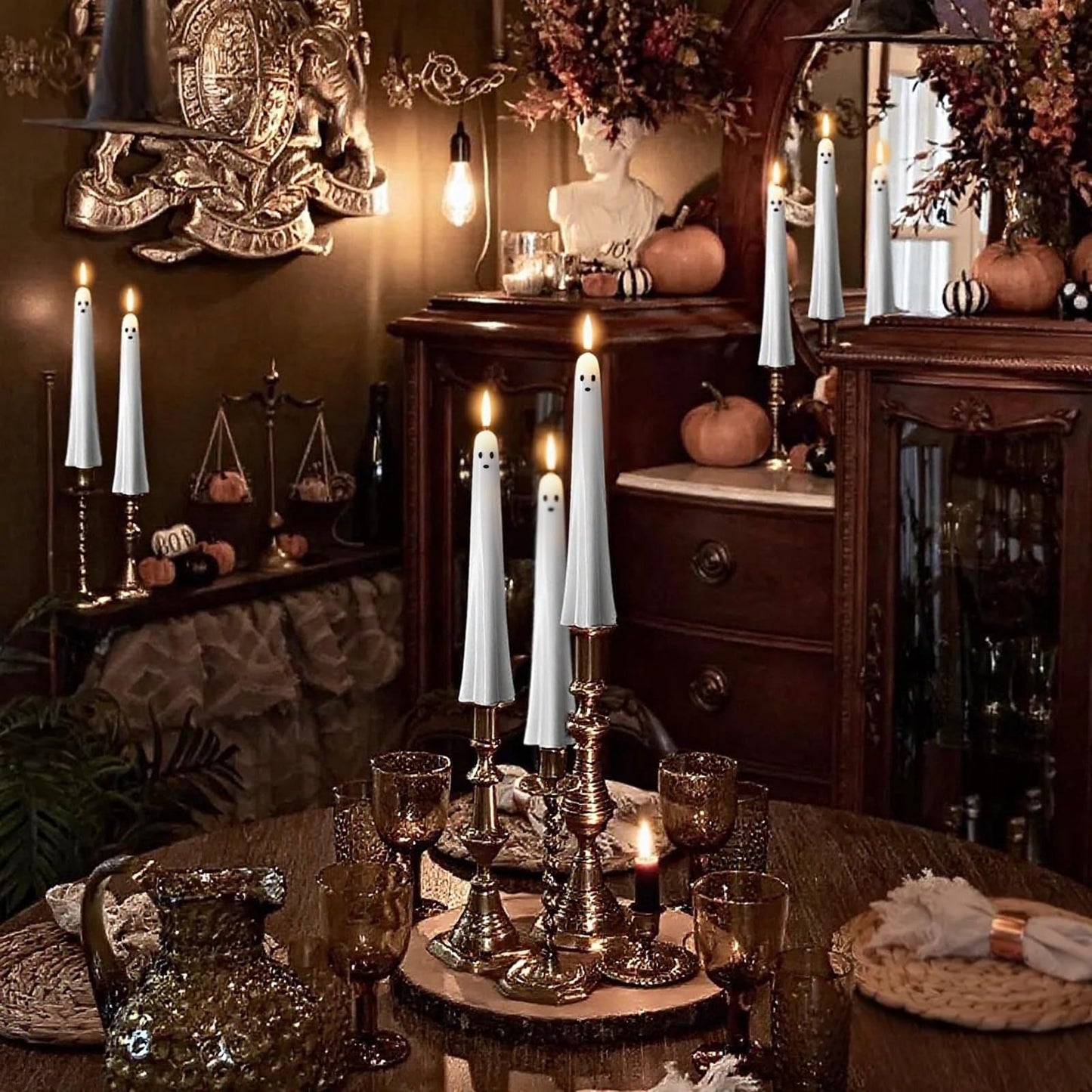 Flickering Ghost Taper Candles