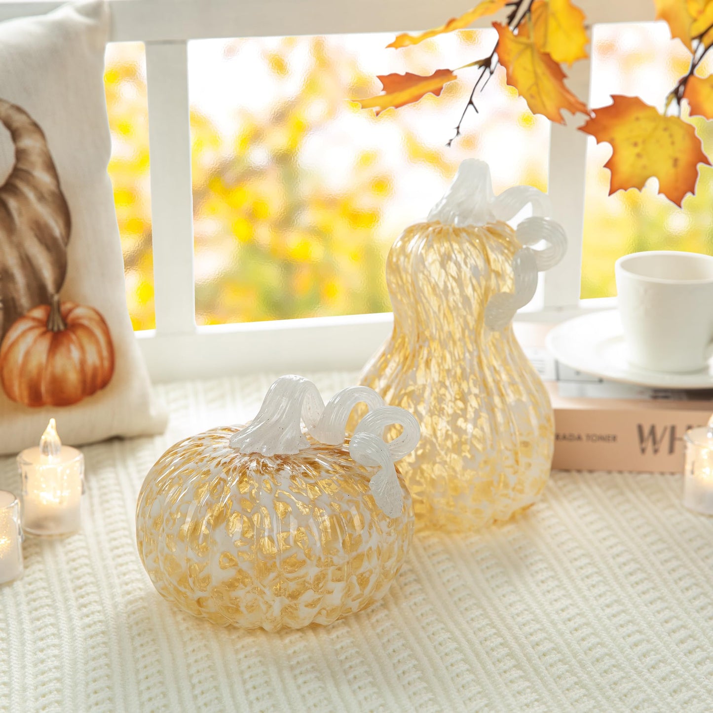 Fall Glass Pumpkin Decor