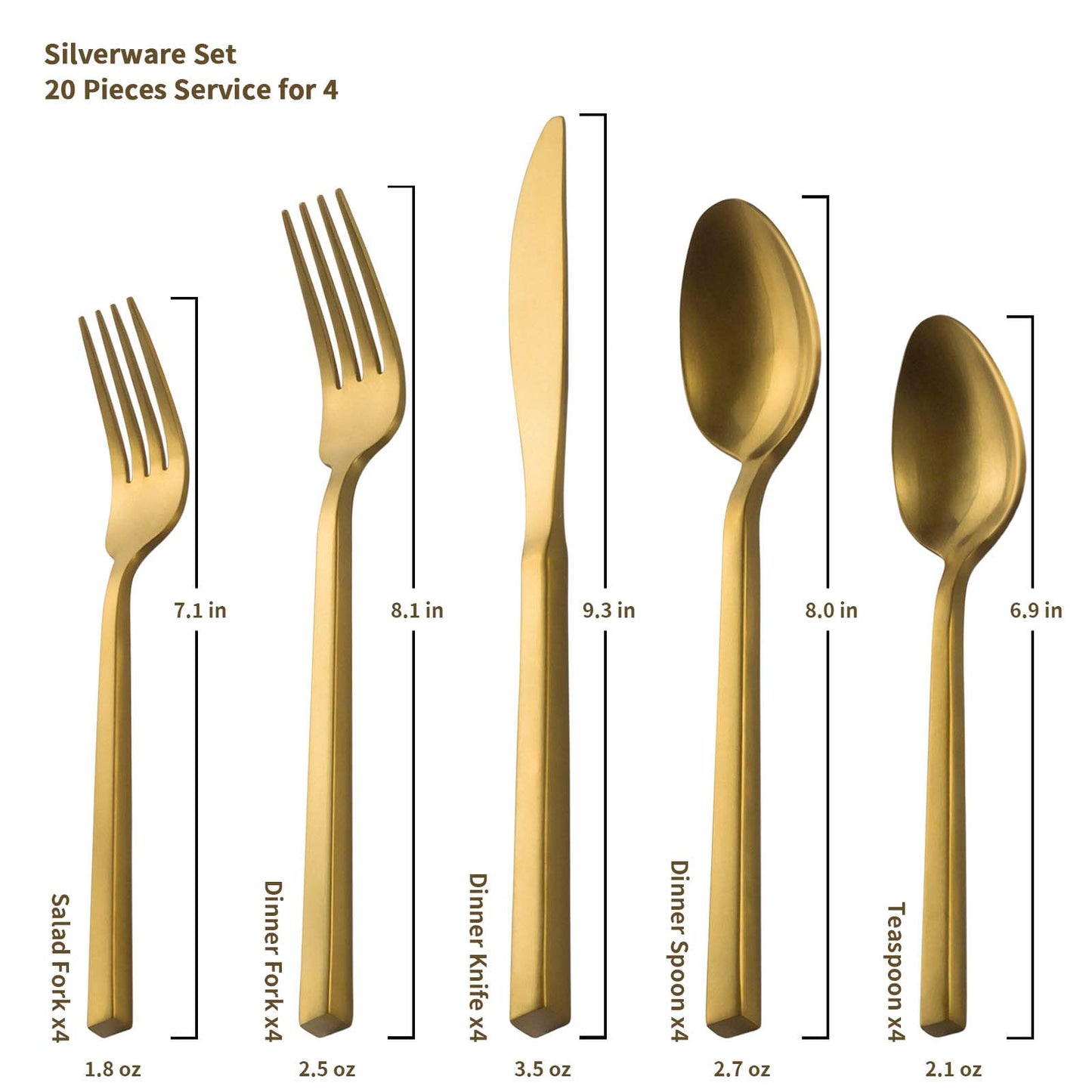 Cube Gold 20-Piece Forged Silverware