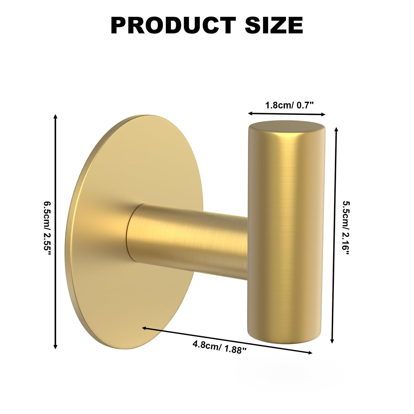 Adhesive Towel Hooks - 4 Pack (Gold)