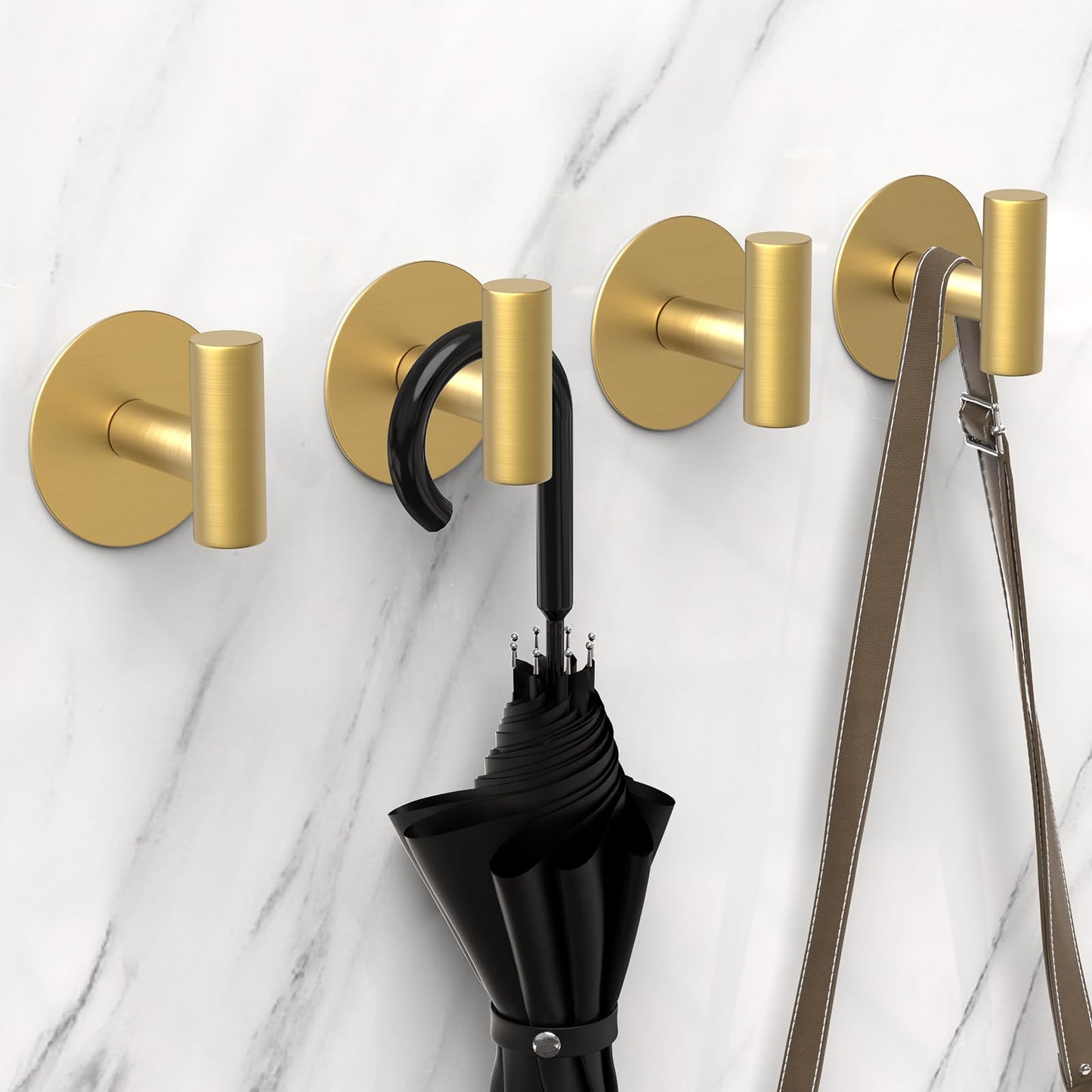 Adhesive Towel Hooks - 4 Pack (Gold)