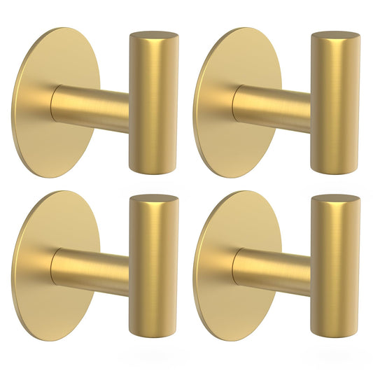Adhesive Towel Hooks - 4 Pack (Gold)