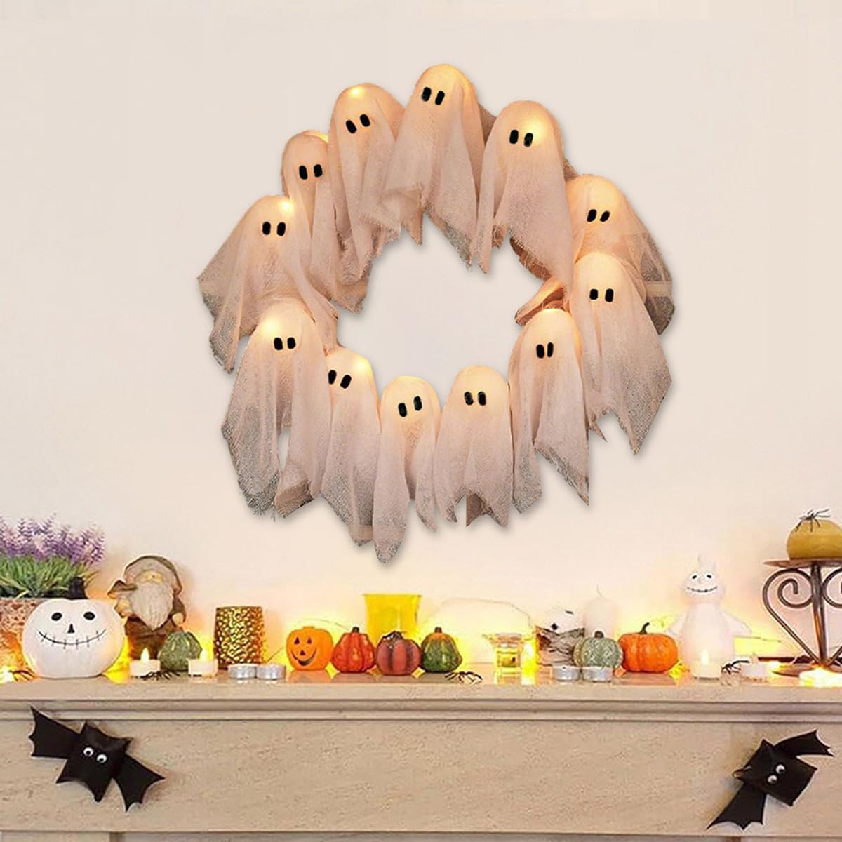 Lit Ghost Wreath