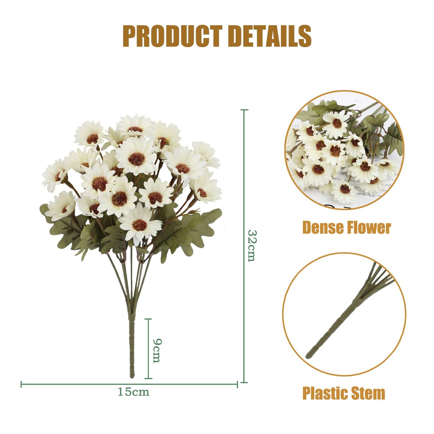 8 Bundles Artificial Daisies Flowers