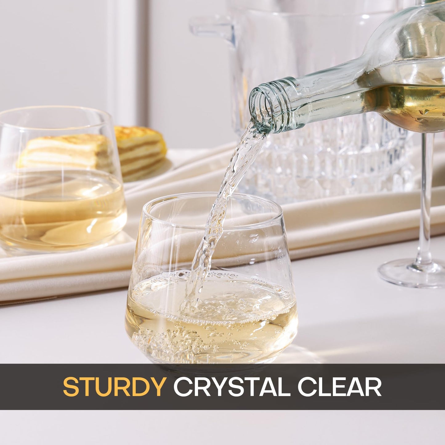 Stemless Wine Glasses Set of 4