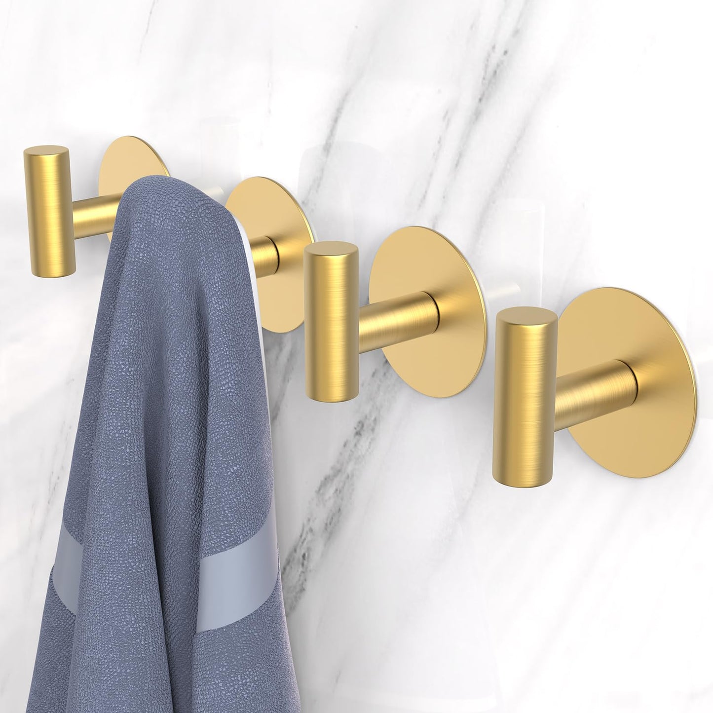 Adhesive Towel Hooks - 4 Pack (Gold)