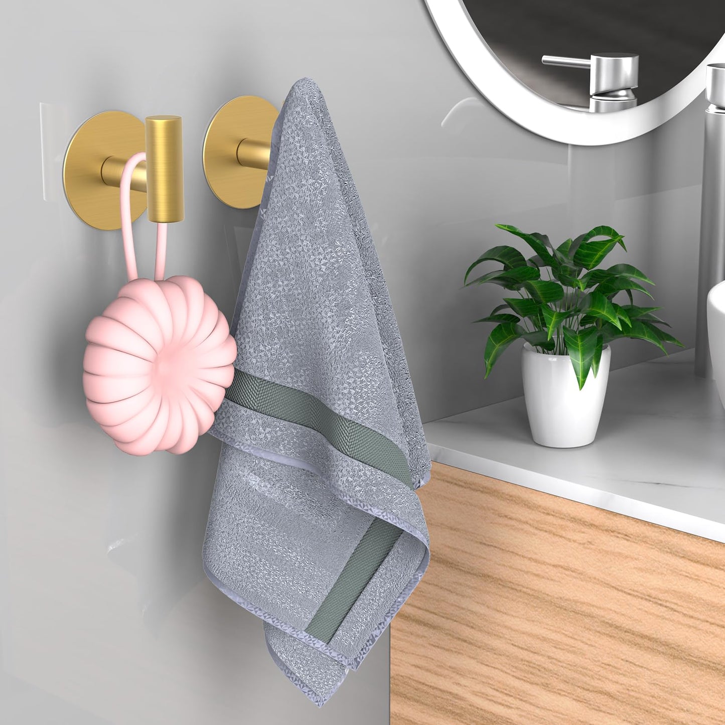 Adhesive Towel Hooks - 4 Pack (Gold)