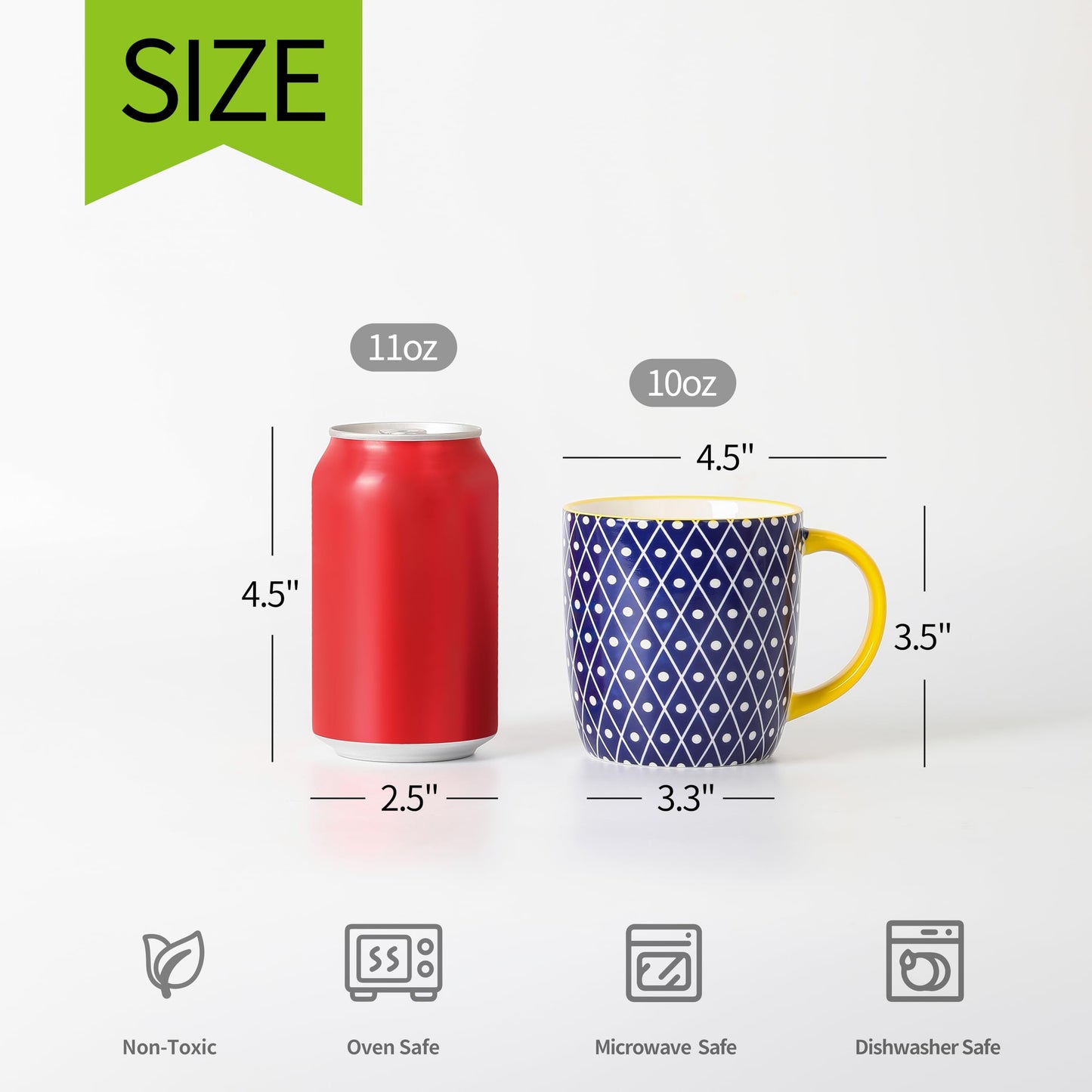 Porcelain Coffee Mug Set (Set of 6)