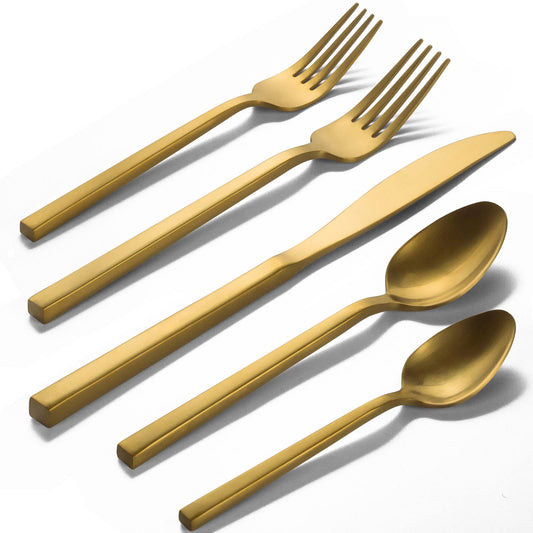Cube Gold 20-Piece Forged Silverware