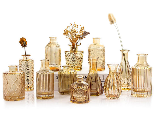 Amber Glass Bud Vases