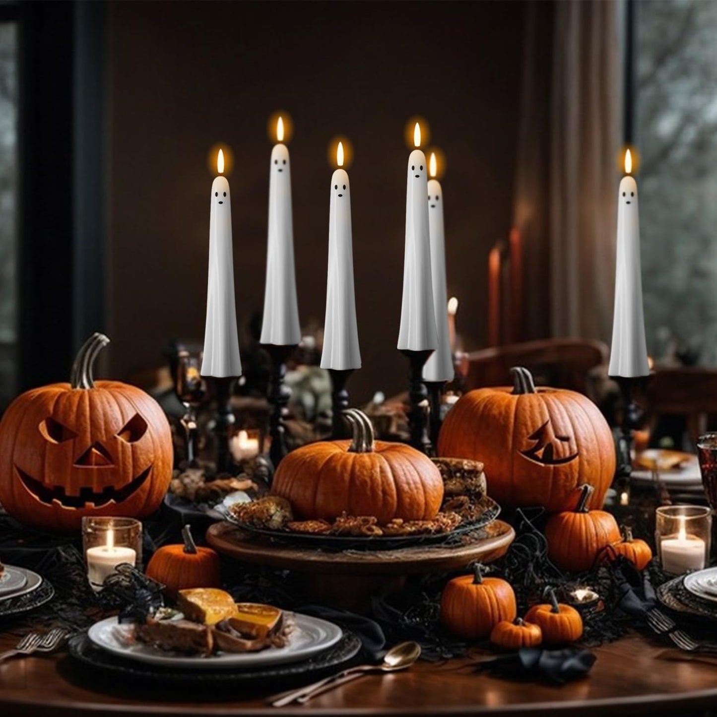Flickering Ghost Taper Candles