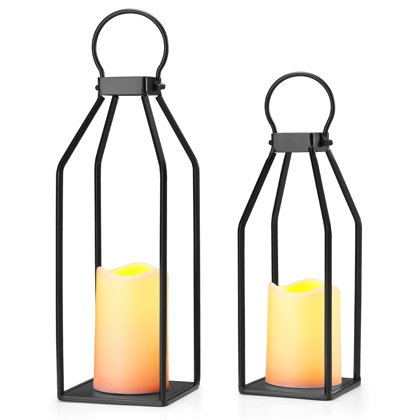 Set of 2 Black Metal Lanterns