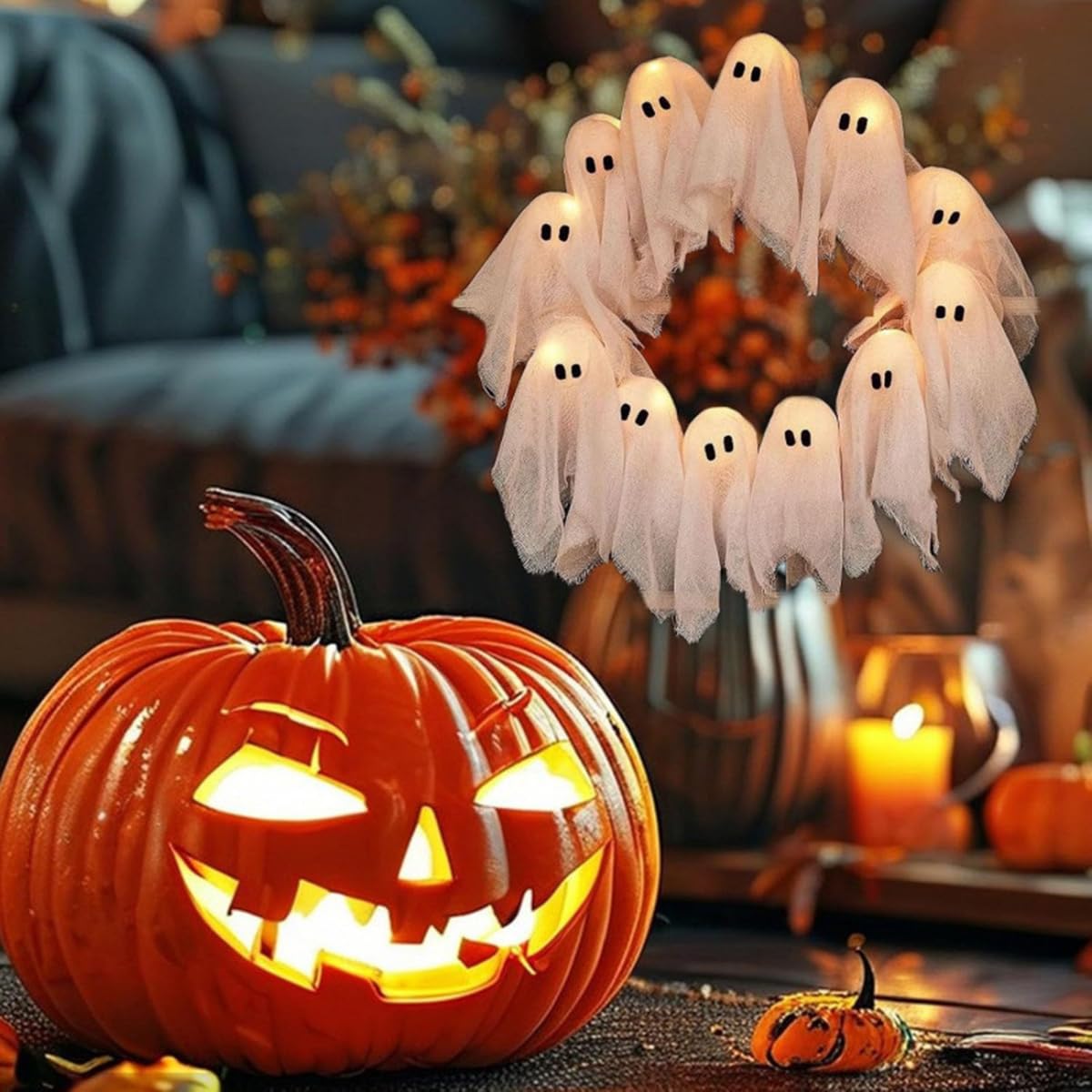 Lit Ghost Wreath