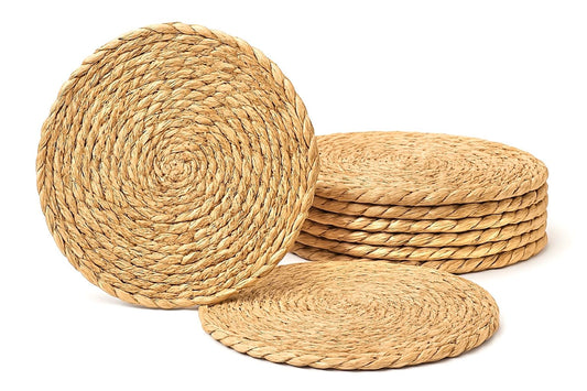 Round Woven Placemats, Natural, Set of 6