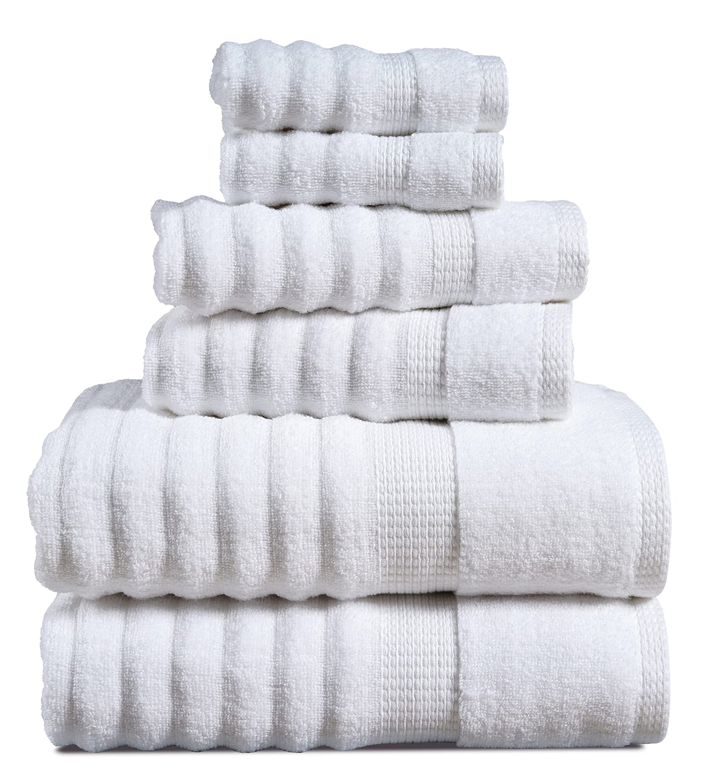 White Bath Towels - 100% Cotton (6 Piece Set)