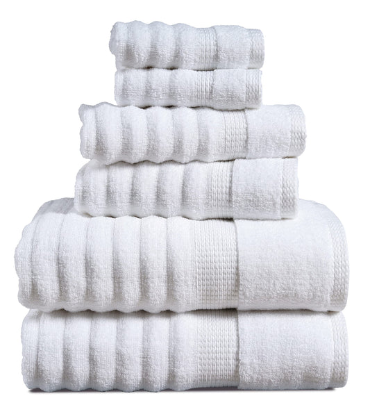 White Bath Towels - 100% Cotton (6 Piece Set)