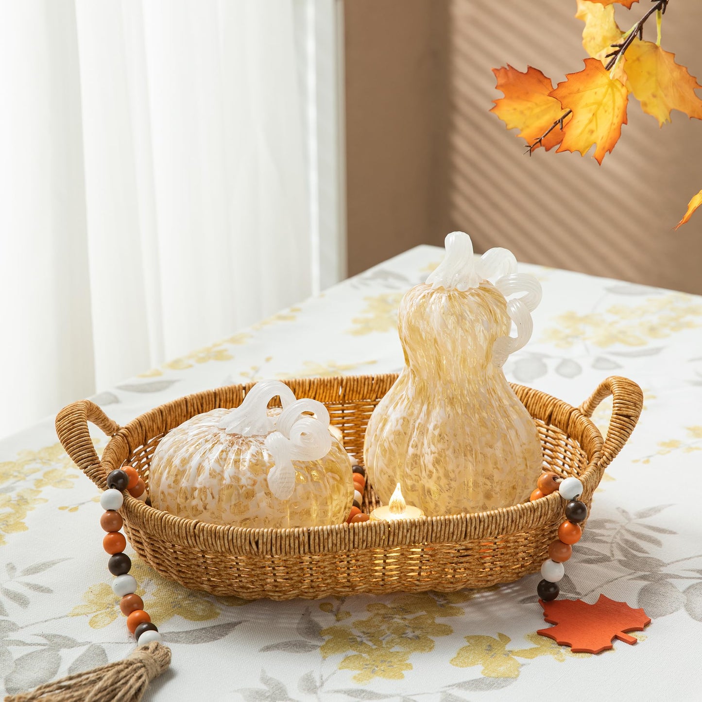 Fall Glass Pumpkin Decor