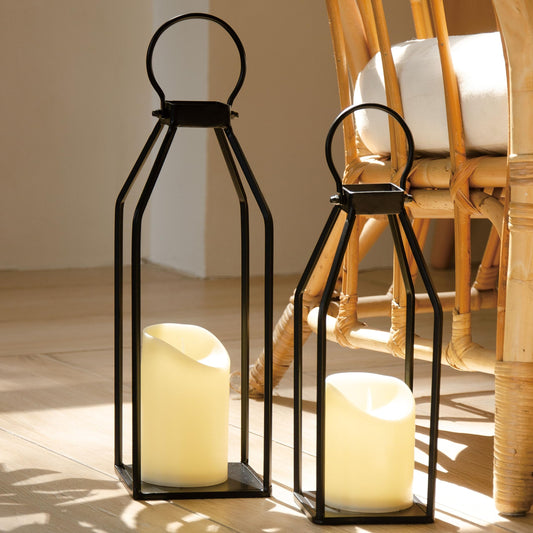 Set of 2 Black Metal Lanterns