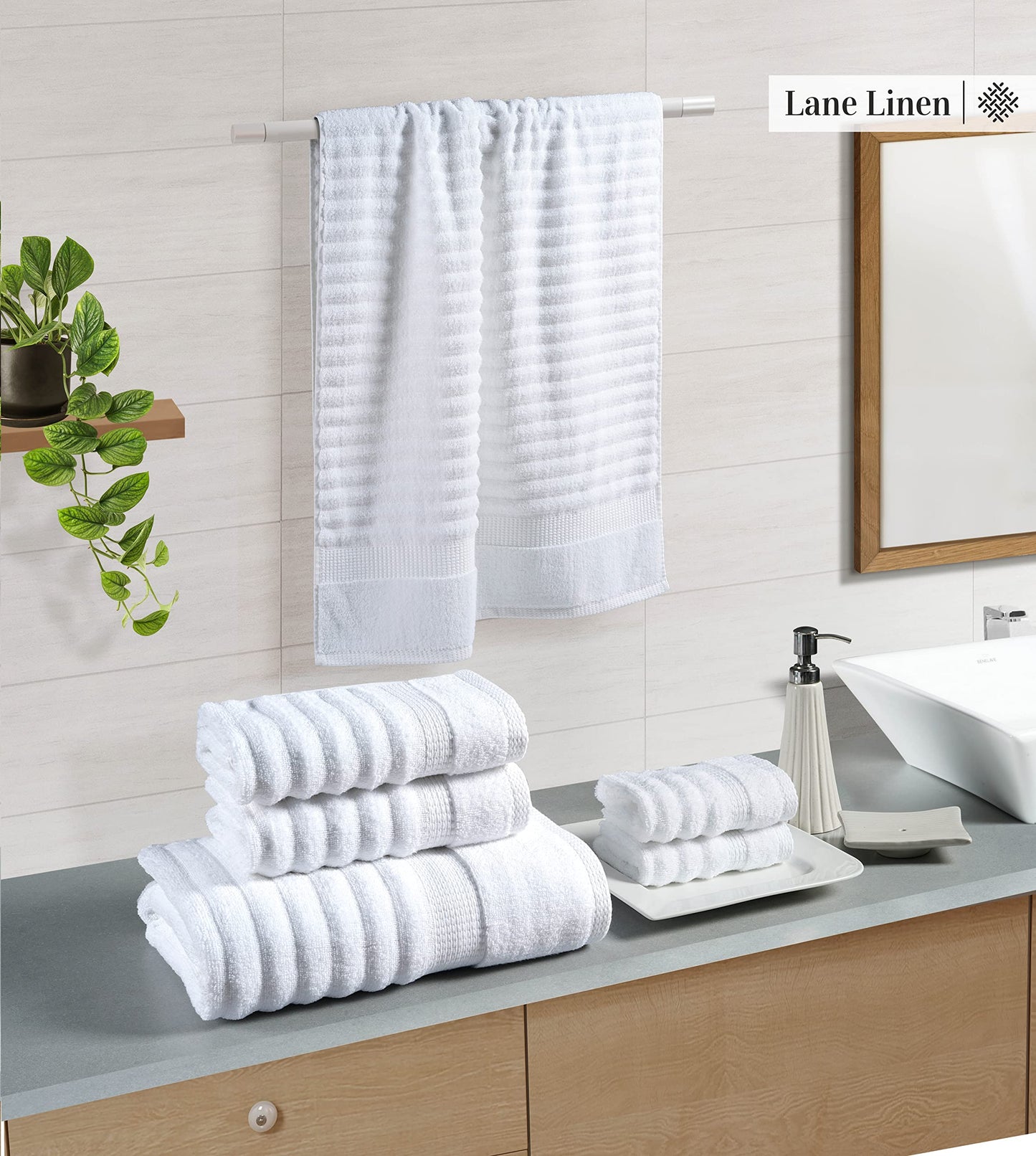 White Bath Towels - 100% Cotton (6 Piece Set)