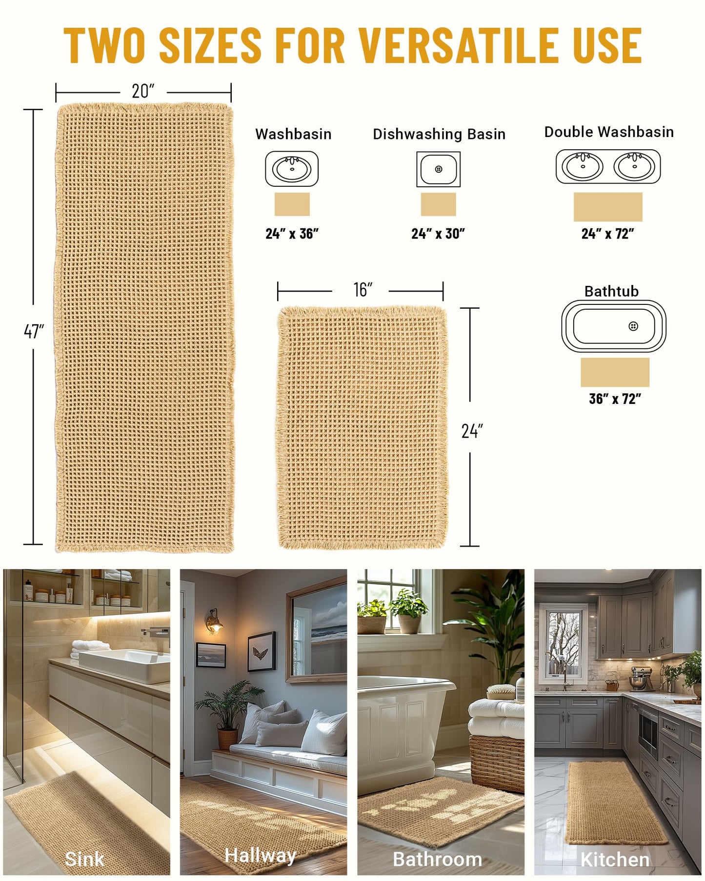 Large Waffle Bath Mat (Set of 2)