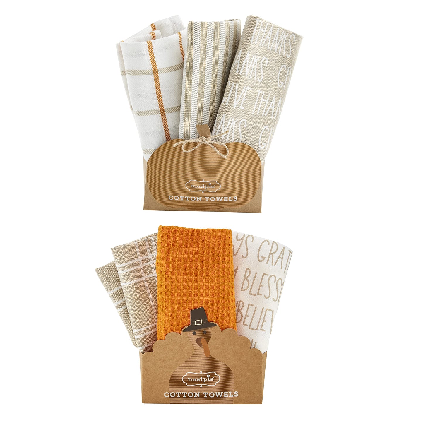 Mud Pie Fall Set of 3 Towels, Give Thanks, 26" x 16.5"