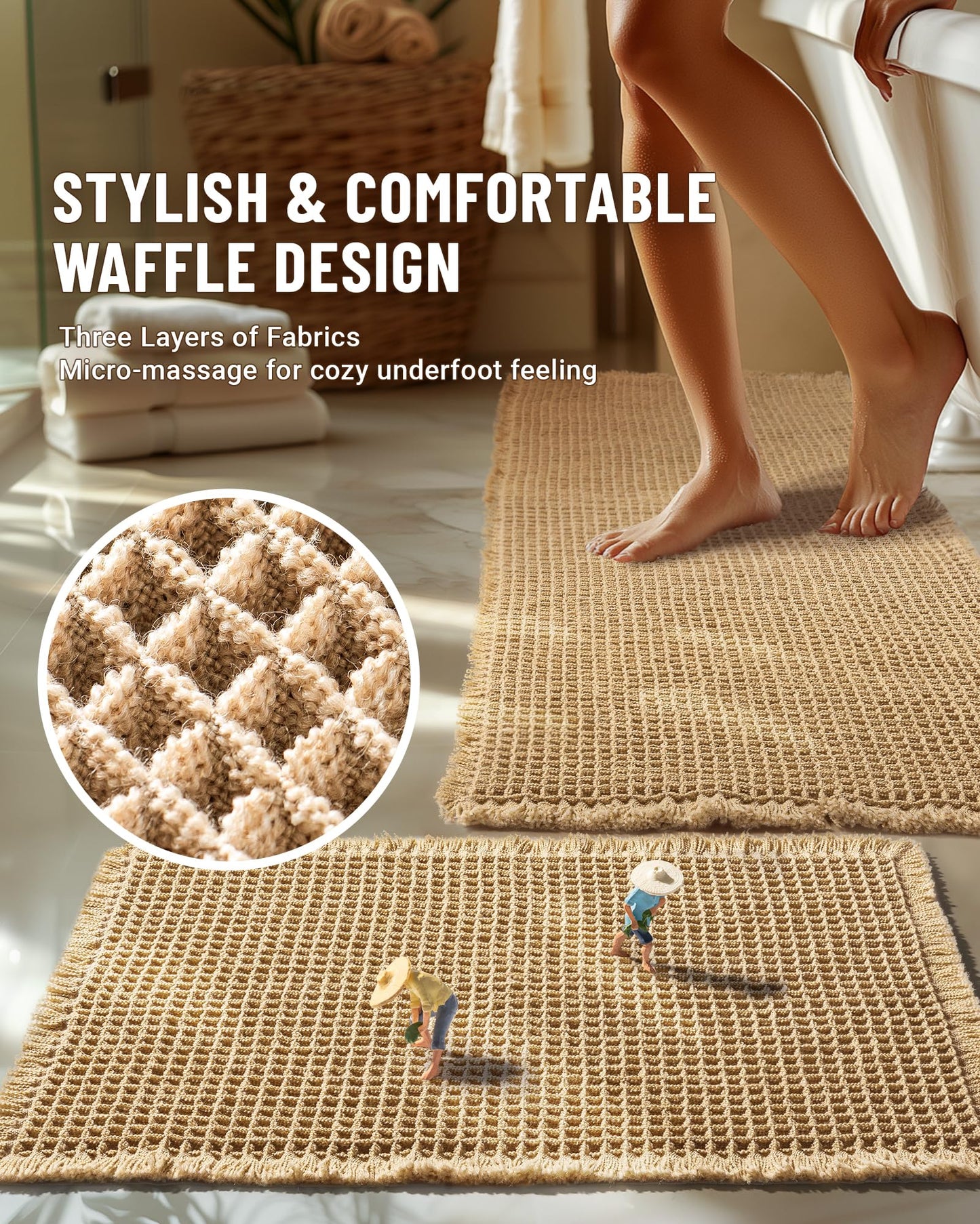 Large Waffle Bath Mat (Set of 2)